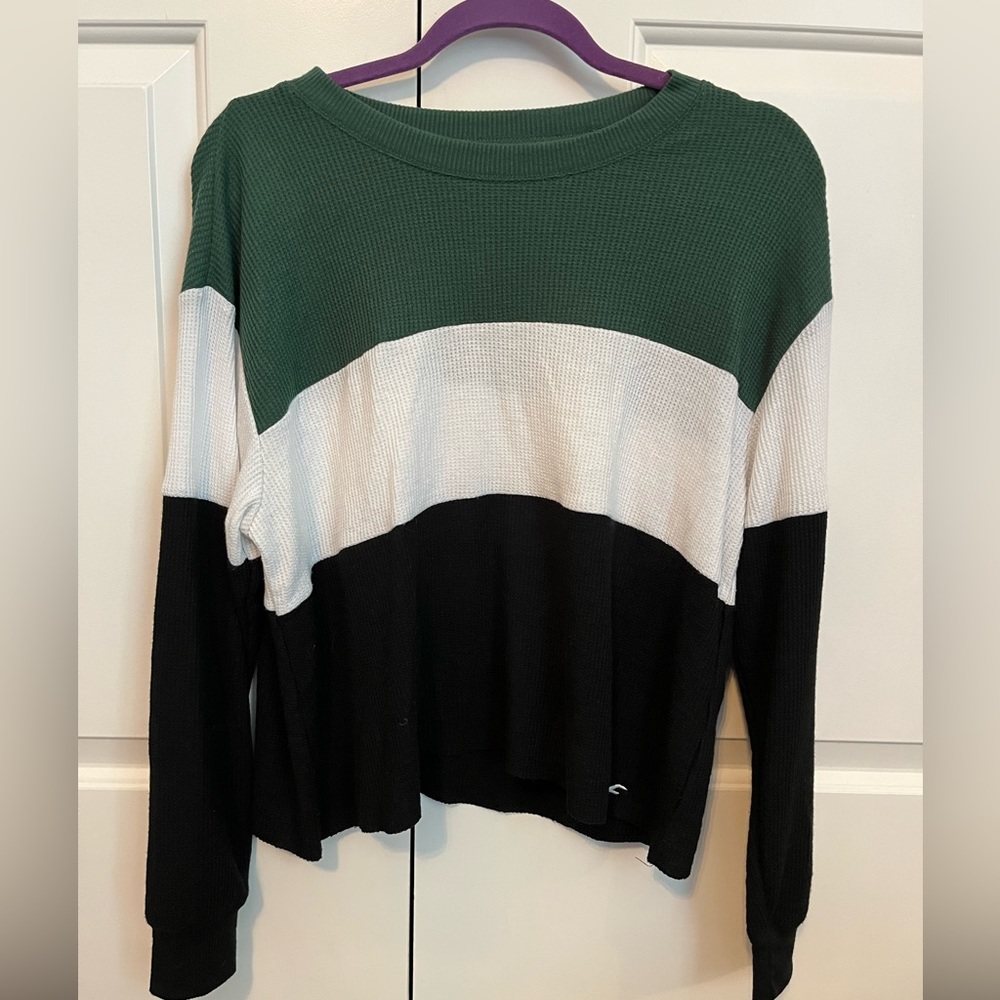 Green, White, and Black Hollister Boyfriend Tee Size Small.